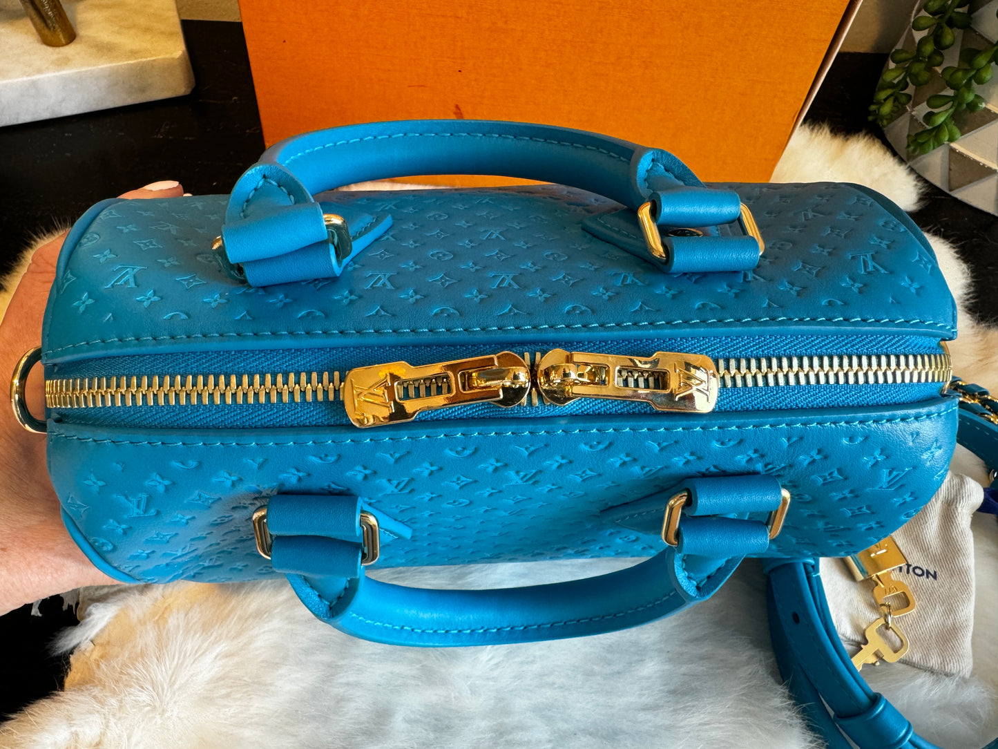 Louis Vuitton Nanogram Speedy 20B Bleu