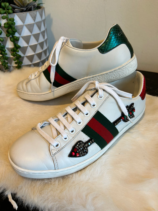 GUCCI Ace Rhinestone Arrows Sneakers Women's 37.5EU