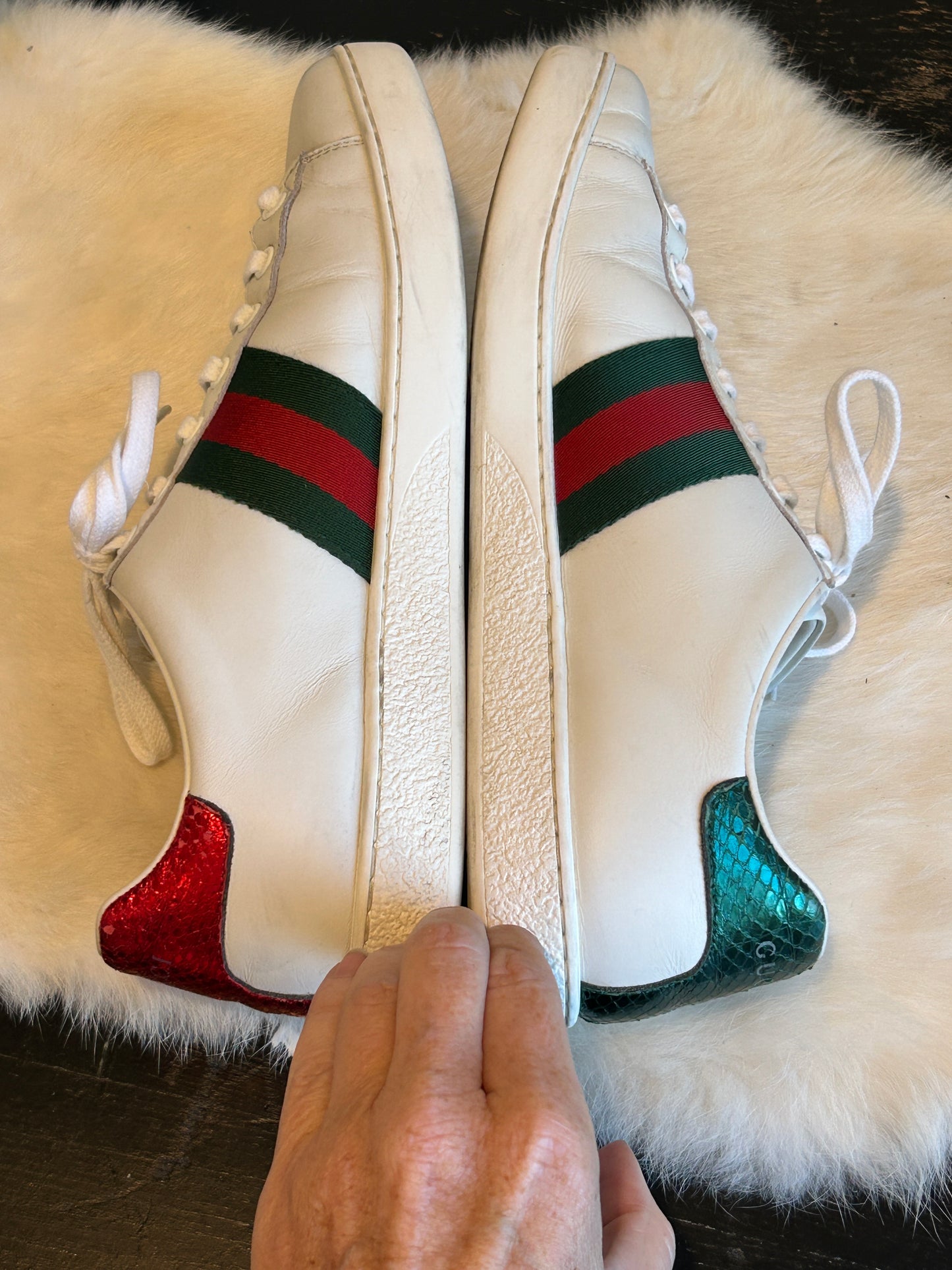 GUCCI Ace Rhinestone Arrows Sneakers Women's 37.5EU