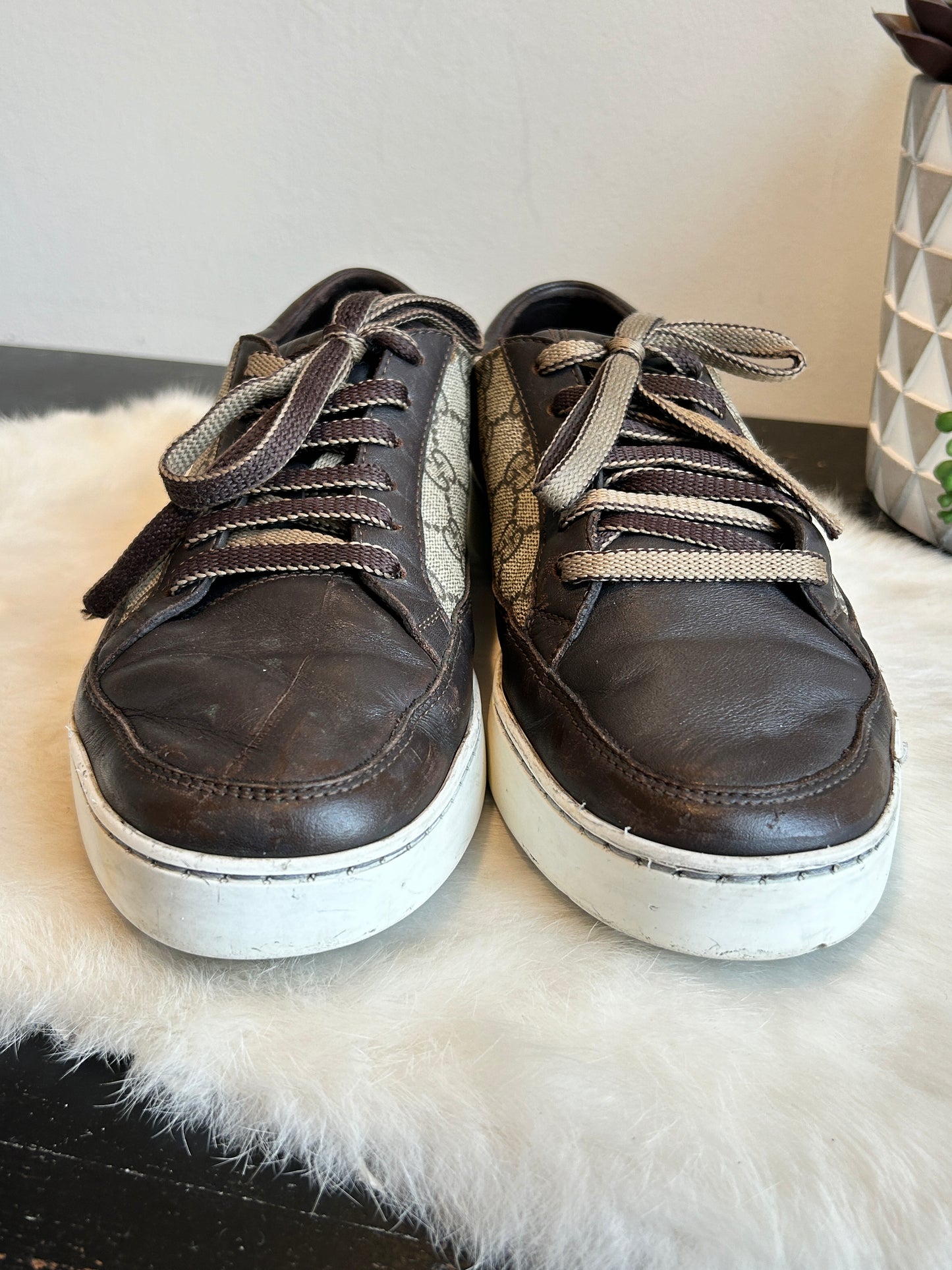 GUCCI GG Supreme Canvas Brown Sneakers Mens 7EU (40EU Women's)