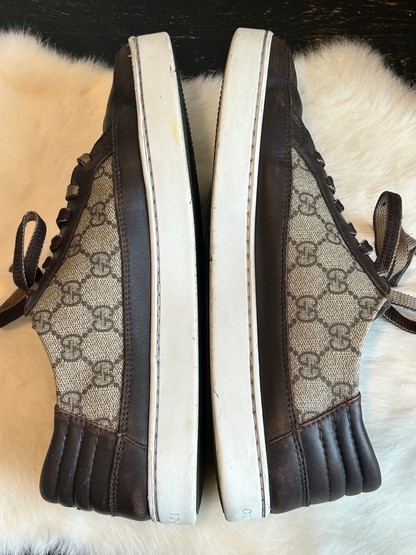 GUCCI GG Supreme Canvas Brown Sneakers Mens 7EU (40EU Women's)