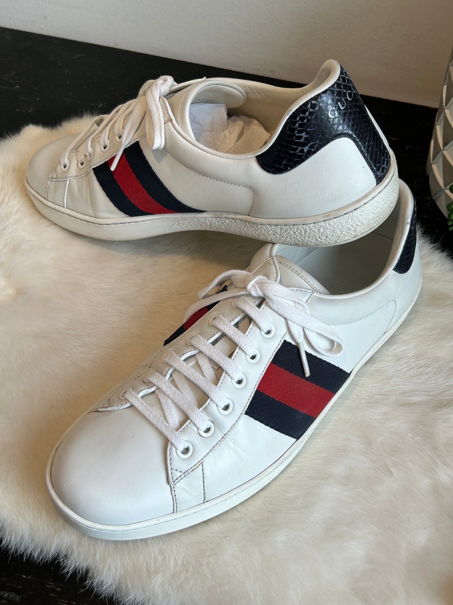 GUCCI Ace Navy/Red Web Sneakers 9EU (42EU)