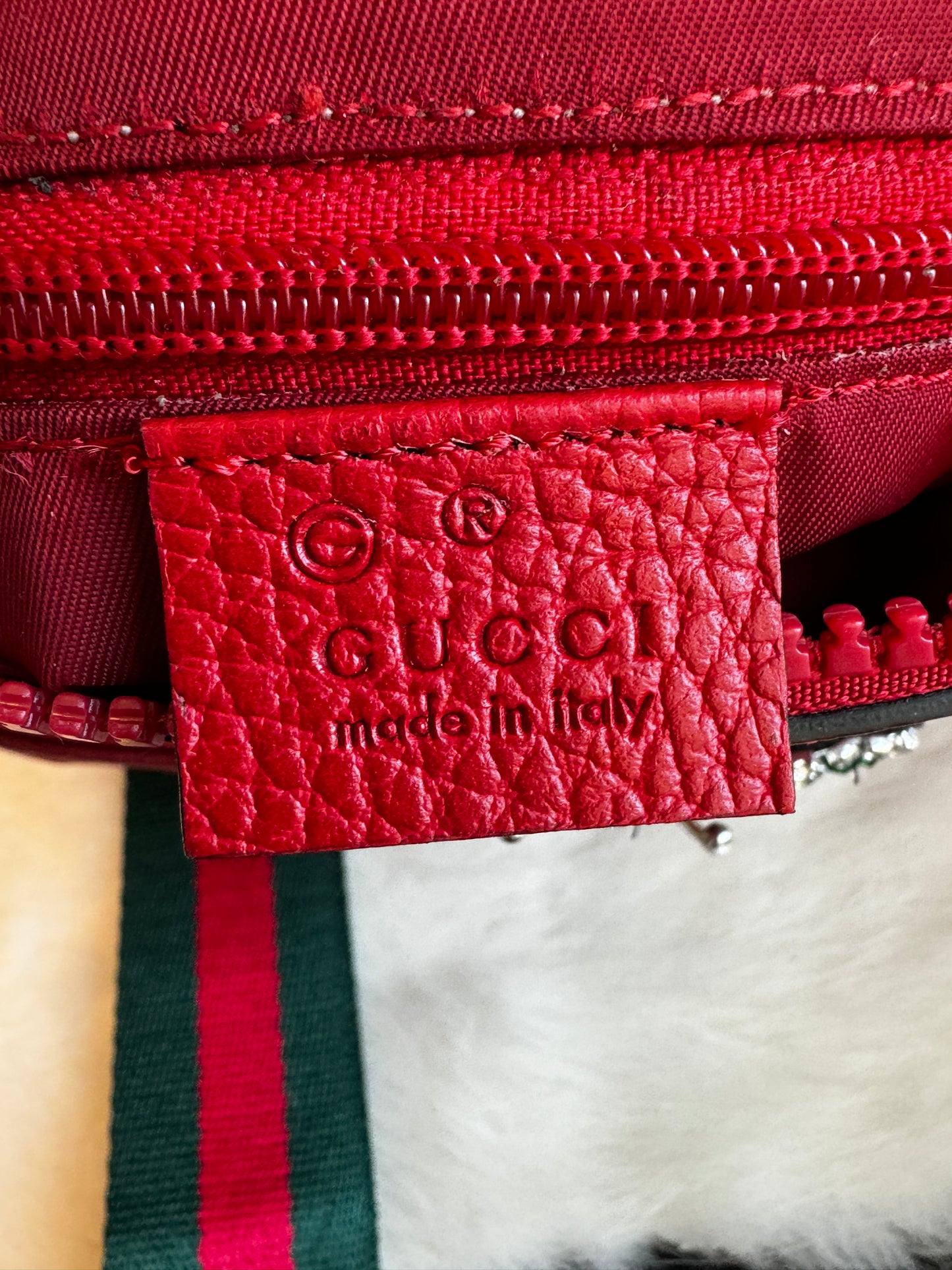 GUCCI Nylon Monogram Flat Messenger Vibrant Red