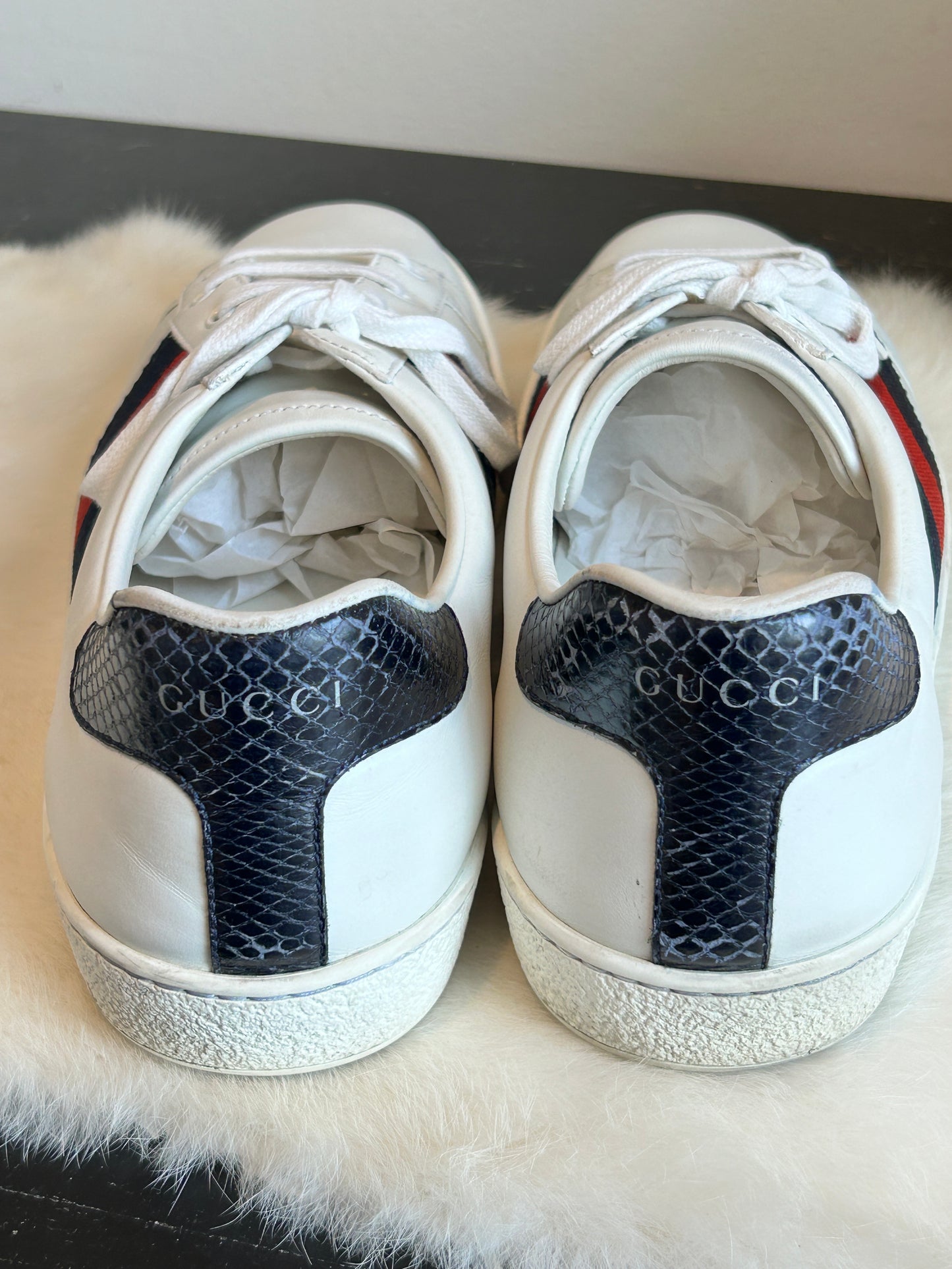 GUCCI Ace Navy/Red Web Sneakers 9EU (42EU)