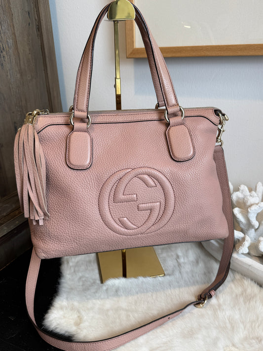 GUCCI Blush Soho 2-Way Zip Top Tote/Crossbody