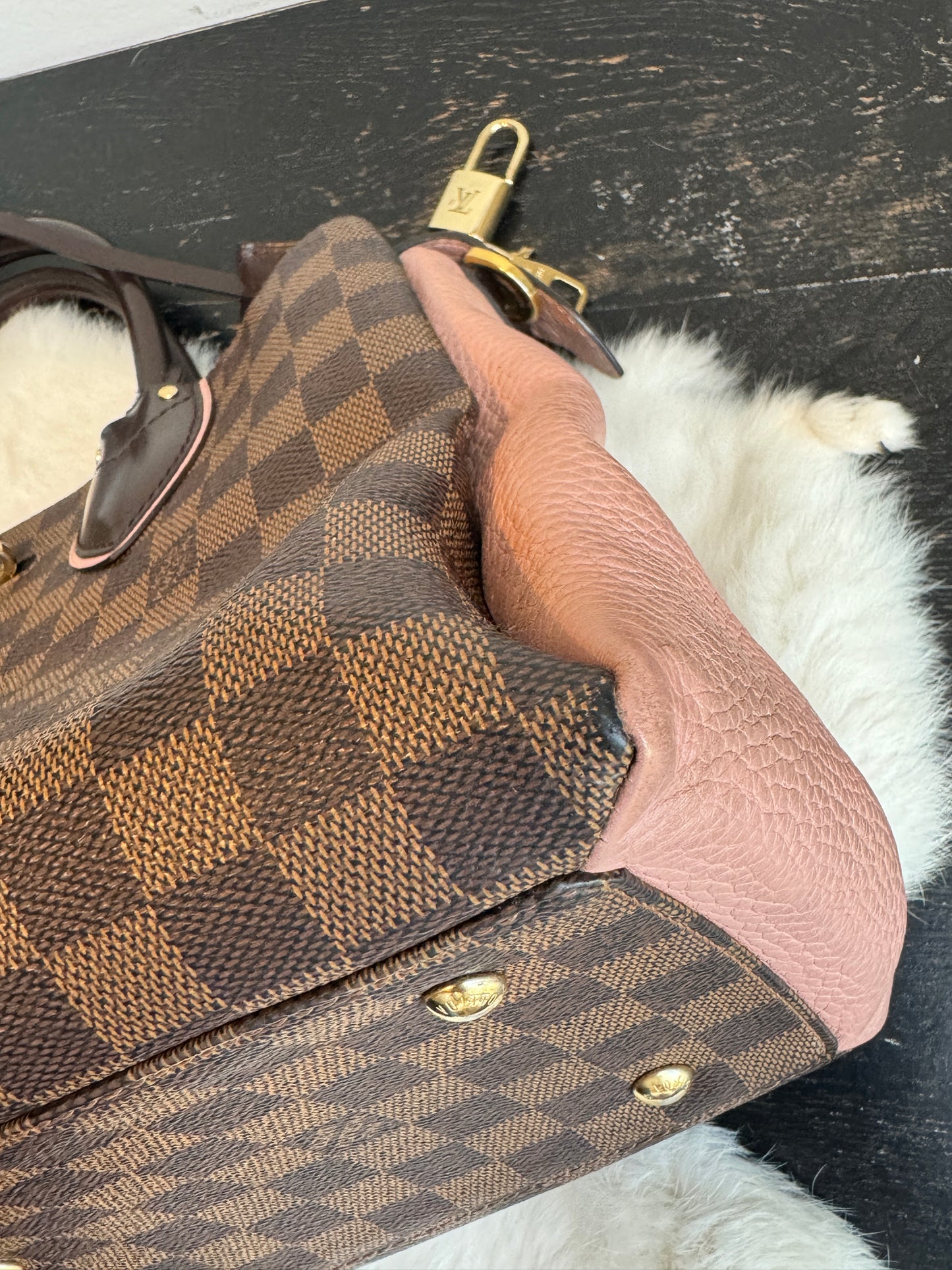 Louis Vuitton Cuir Taurillon Damier Ebene Normandy Magnolia