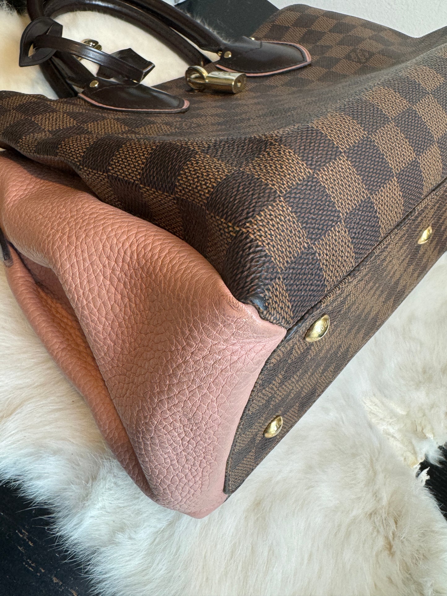 Louis Vuitton Cuir Taurillon Damier Ebene Normandy Magnolia