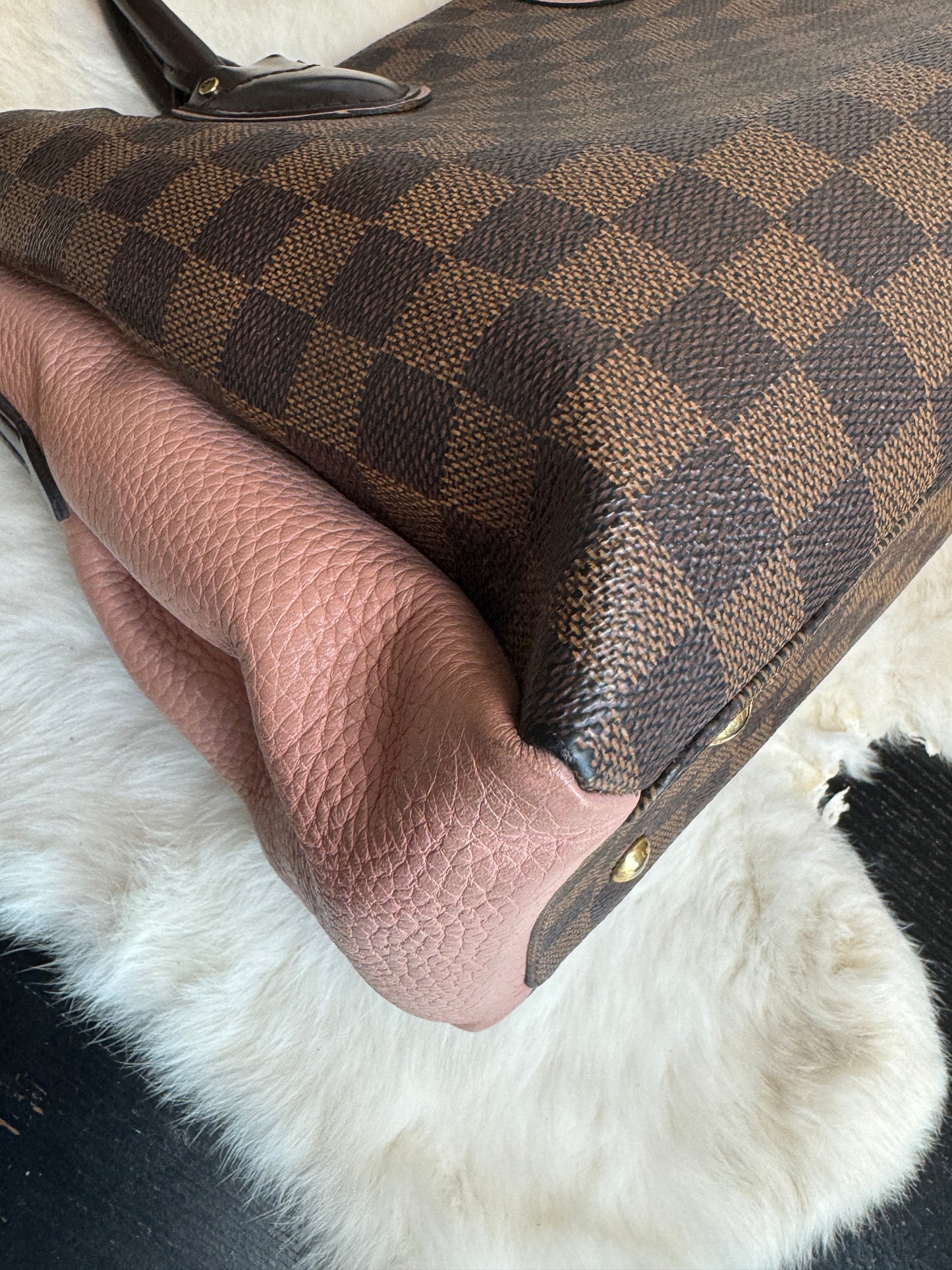 Louis Vuitton Cuir Taurillon Damier Ebene Normandy Magnolia