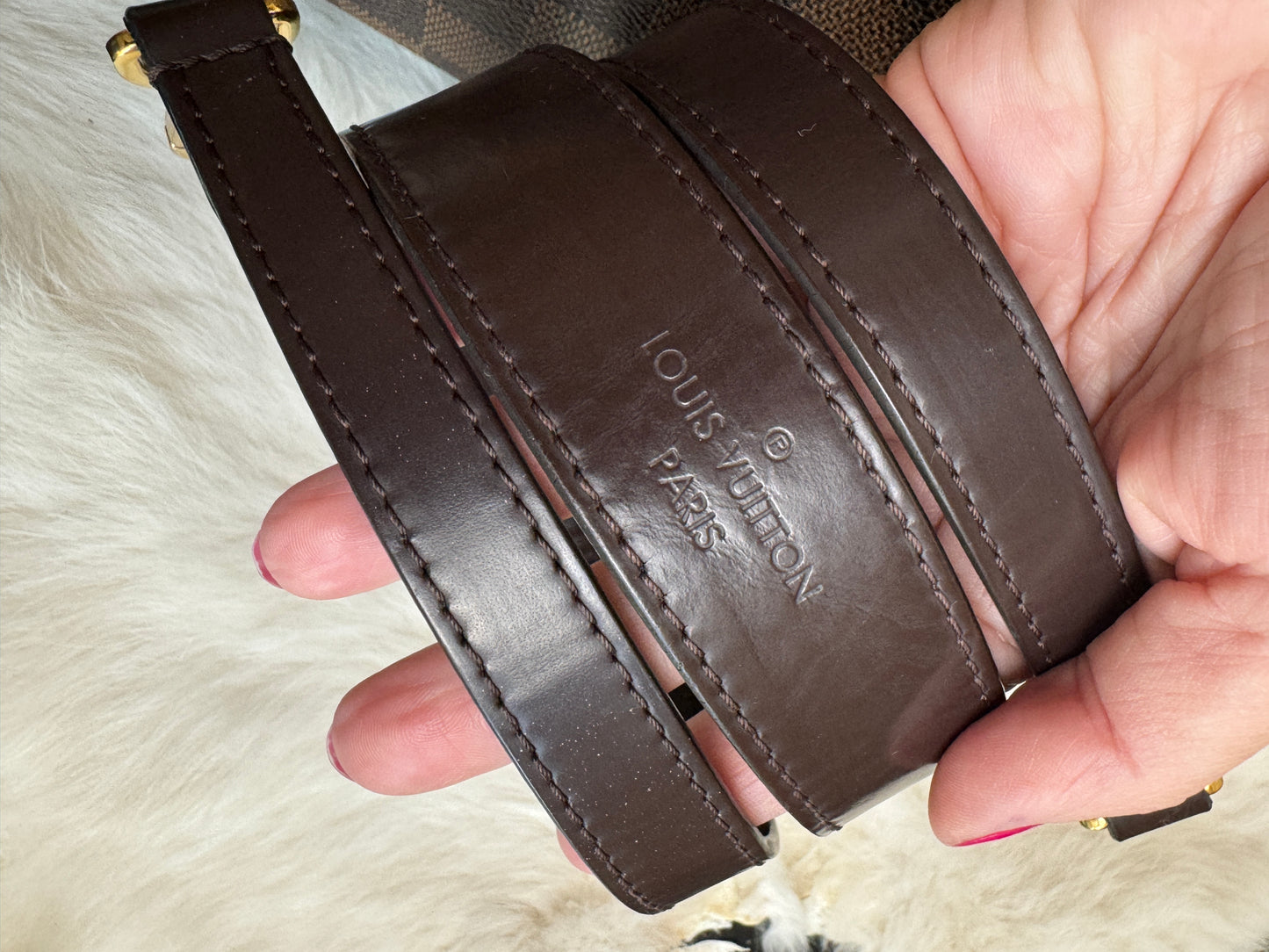 Louis Vuitton Cuir Taurillon Damier Ebene Normandy Magnolia