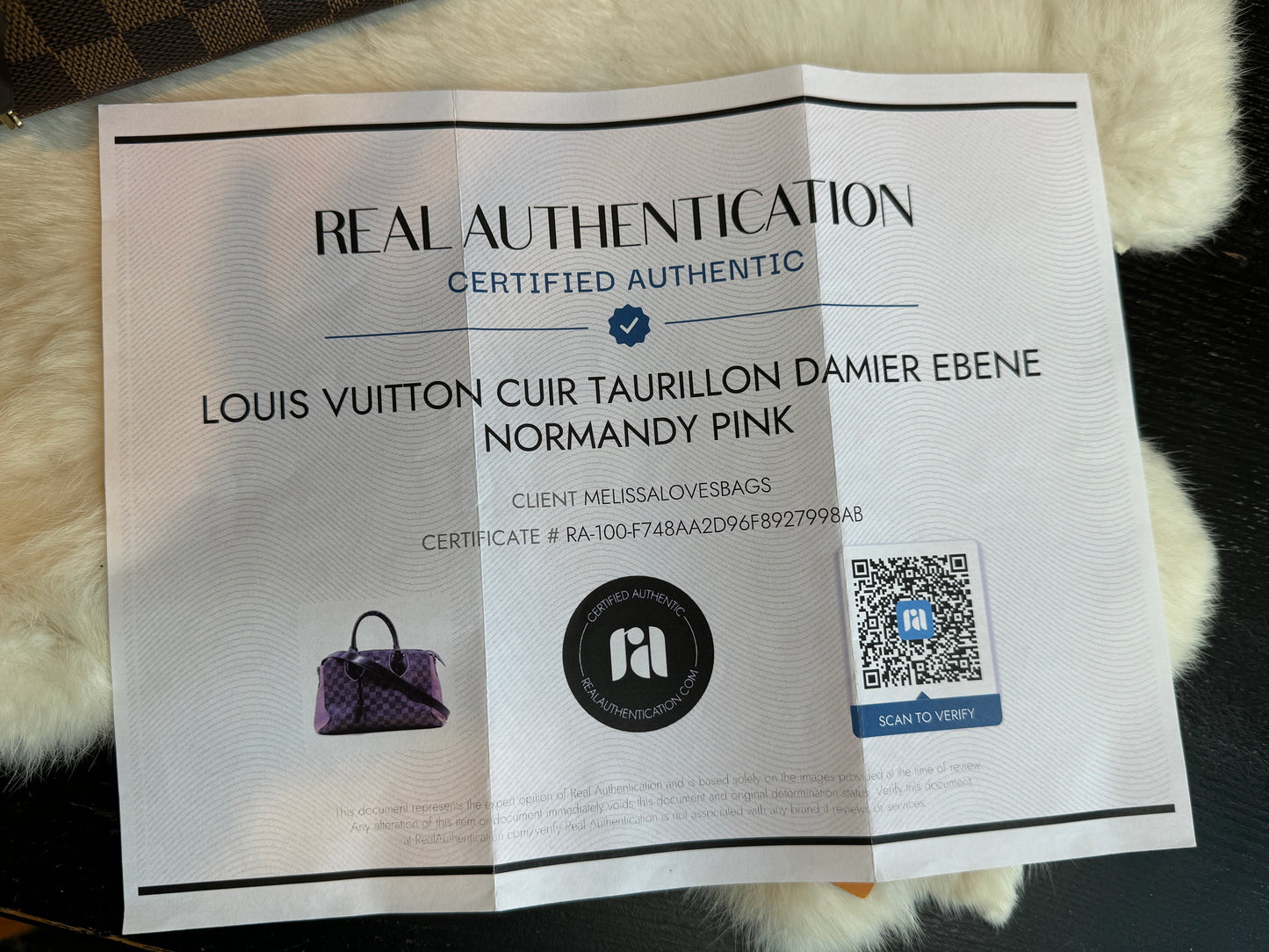 Louis Vuitton Cuir Taurillon Damier Ebene Normandy Magnolia