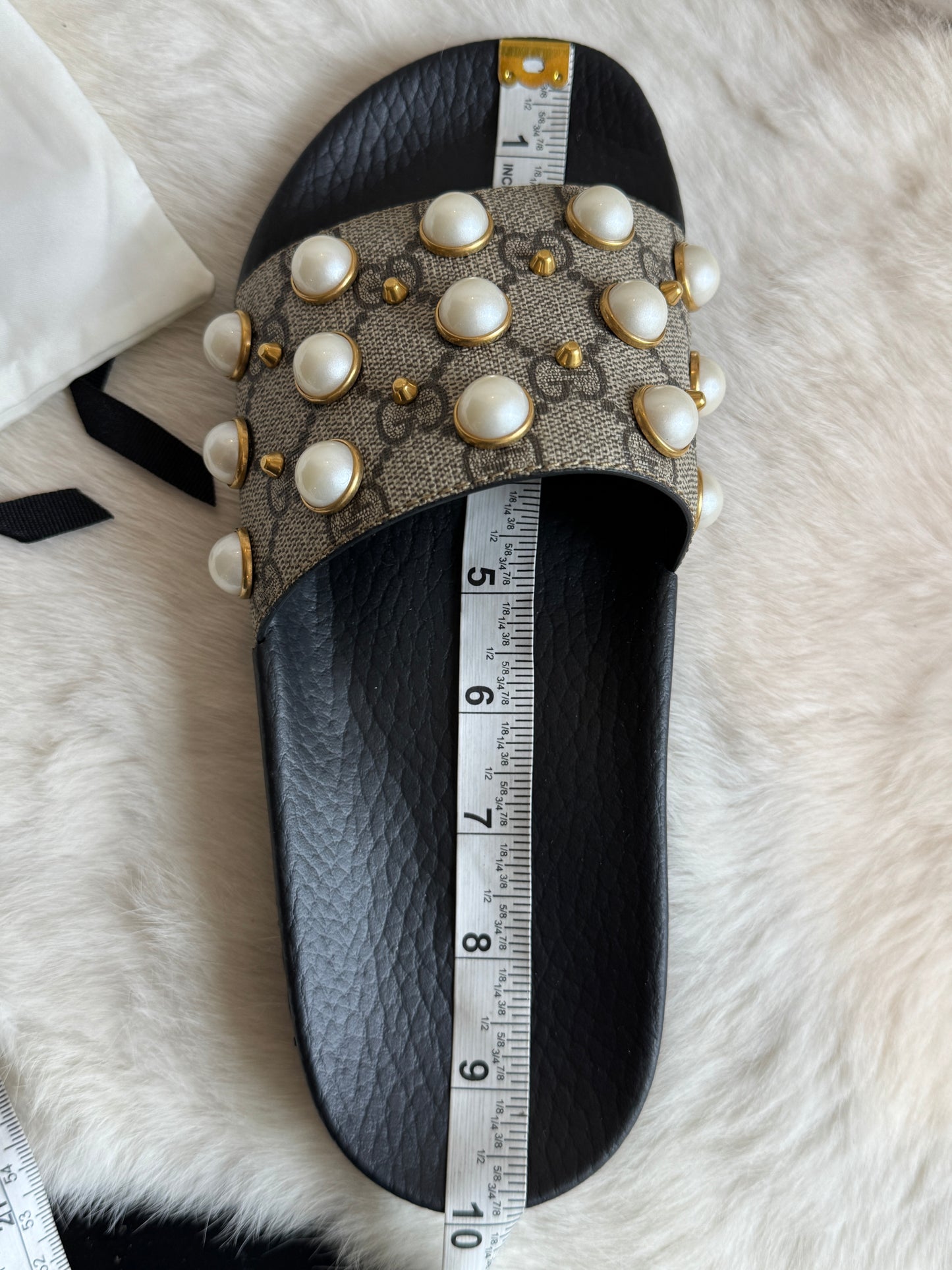 GUCCI Supreme Pearl Monogram Women's Slides 37EU