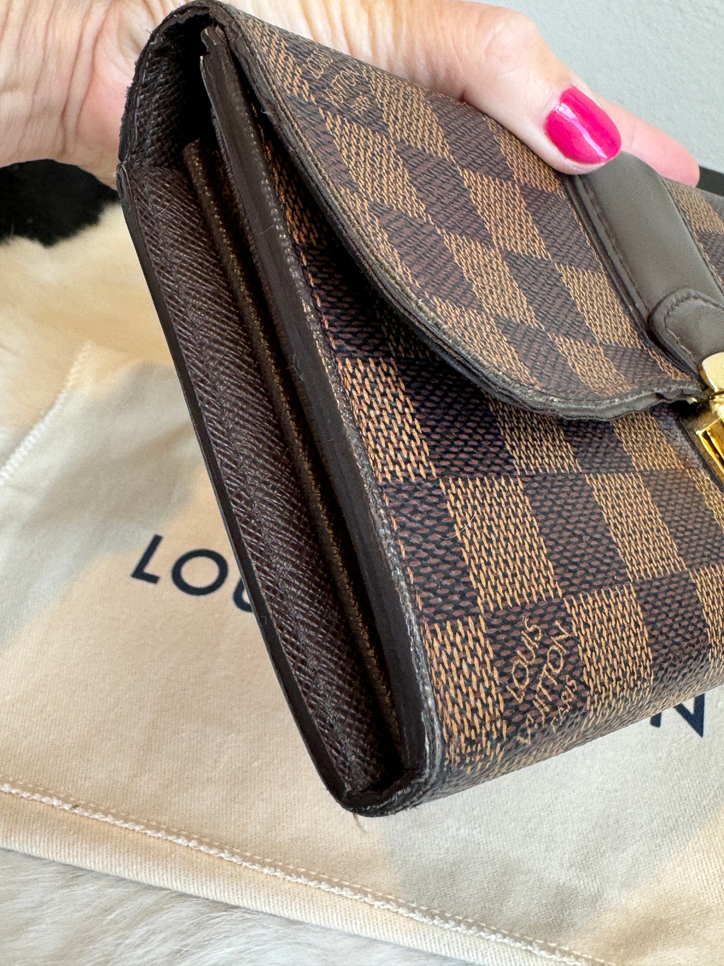 Louis Vuitton Damier Ebene Porte-Tresor International Wallet Sistina Buckle