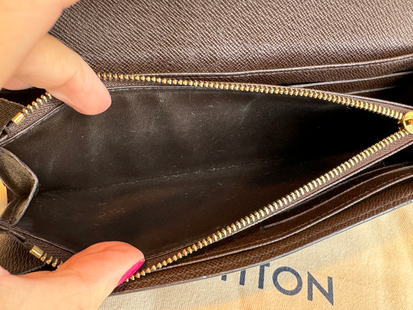 Louis Vuitton Damier Ebene Porte-Tresor International Wallet Sistina Buckle