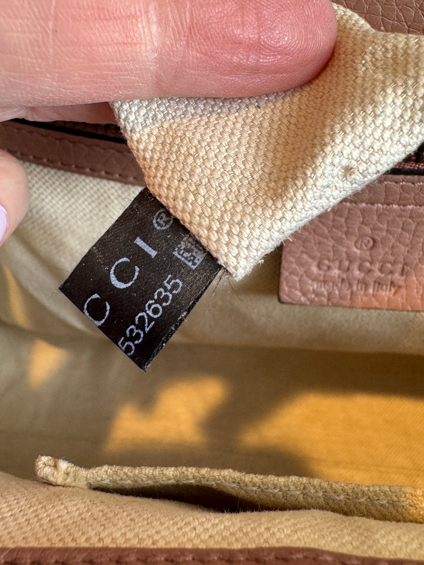 Gucci Pebbled Calfskin Small GG Marmont Top Handle Bag Rose