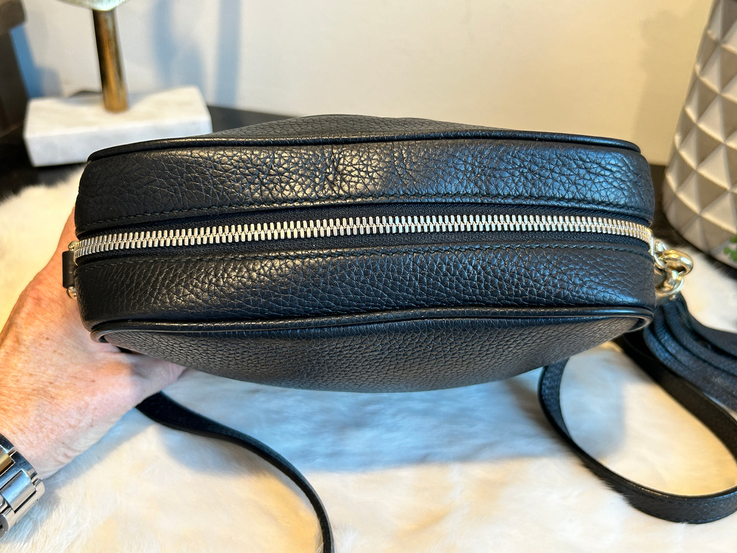 GUCCI Soho Disco Black Pebbled Camera Bag