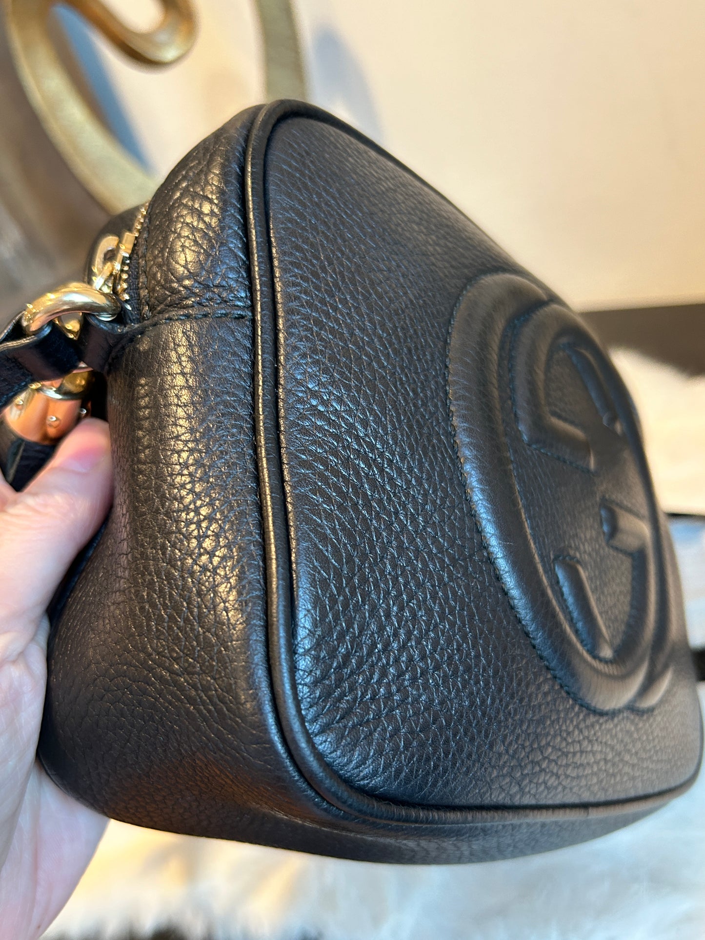 GUCCI Soho Disco Black Pebbled Camera Bag