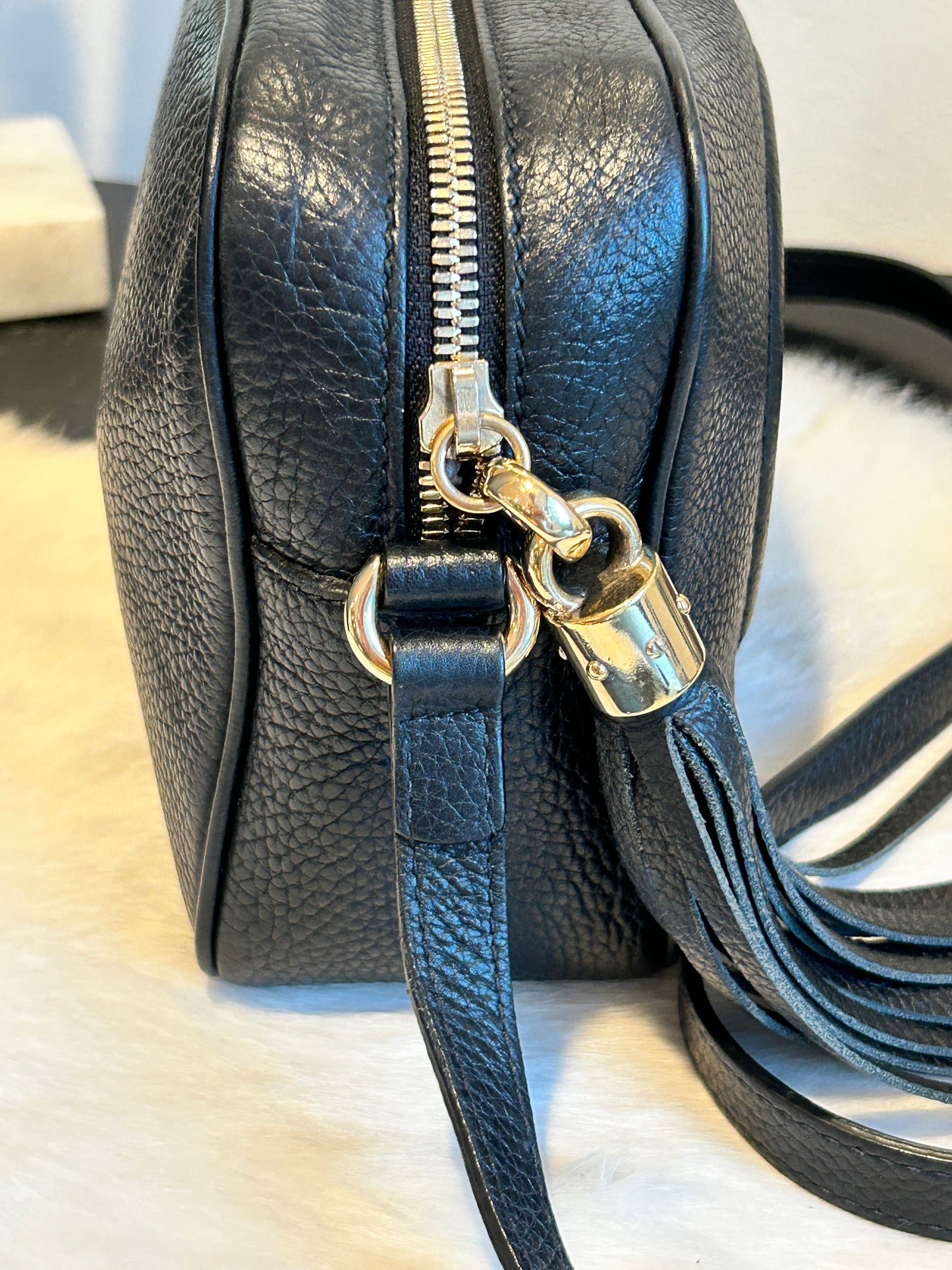 GUCCI Soho Disco Black Pebbled Camera Bag