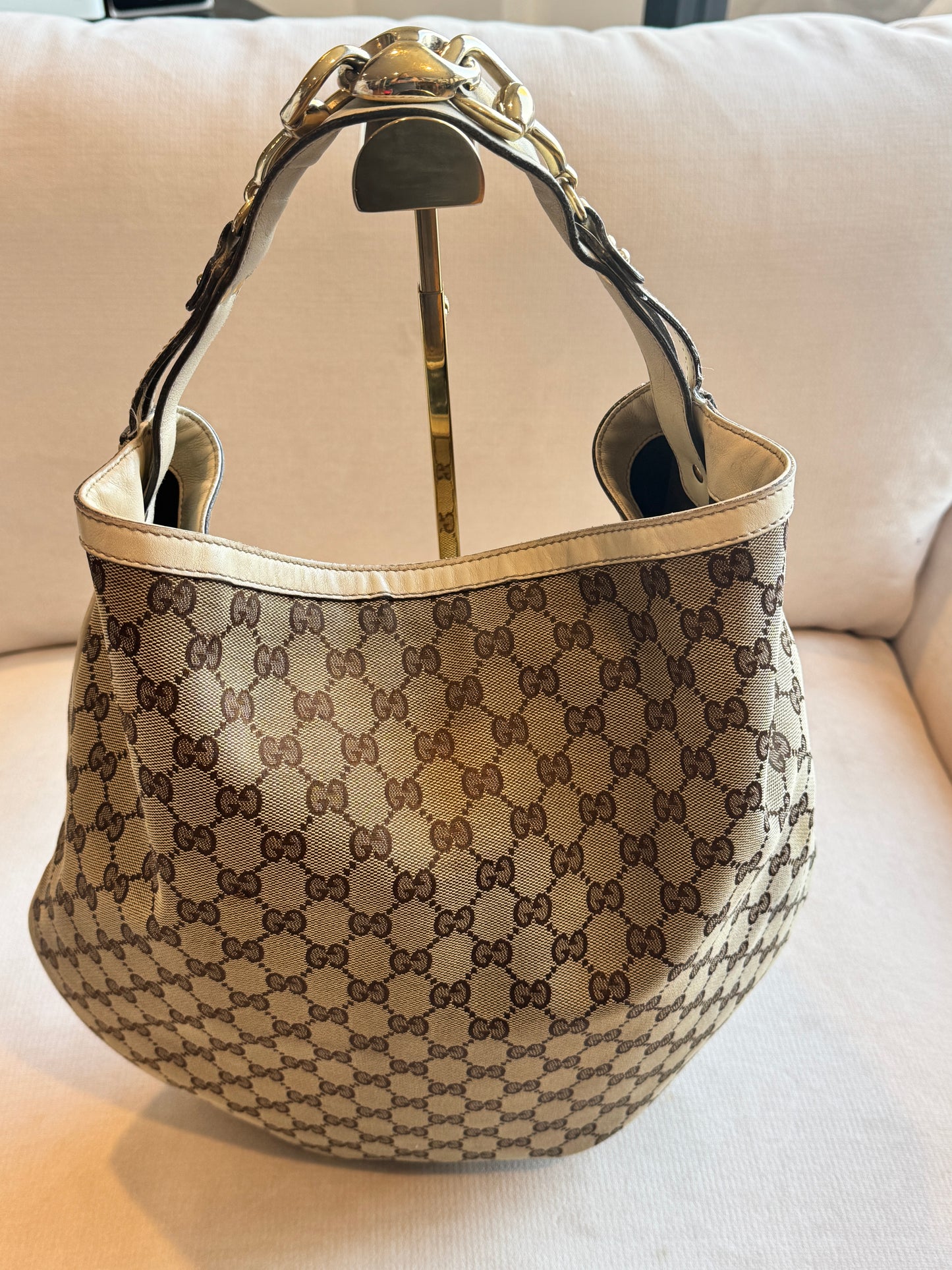 GUCCI GG Canvas Wave Horsebit Hobo