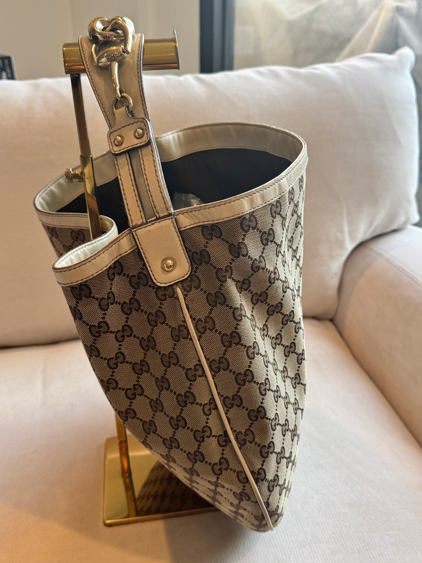 GUCCI GG Canvas Wave Horsebit Hobo