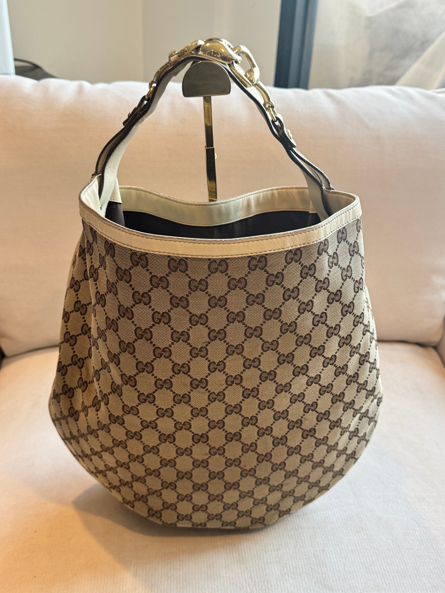 GUCCI GG Canvas Wave Horsebit Hobo