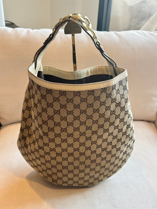GUCCI GG Canvas Wave Horsebit Hobo
