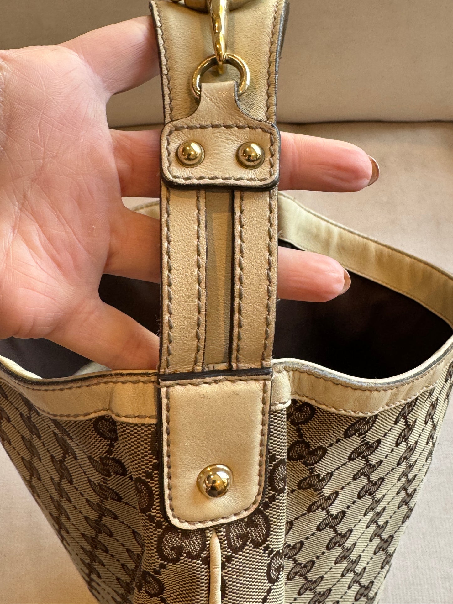 GUCCI GG Canvas Wave Horsebit Hobo