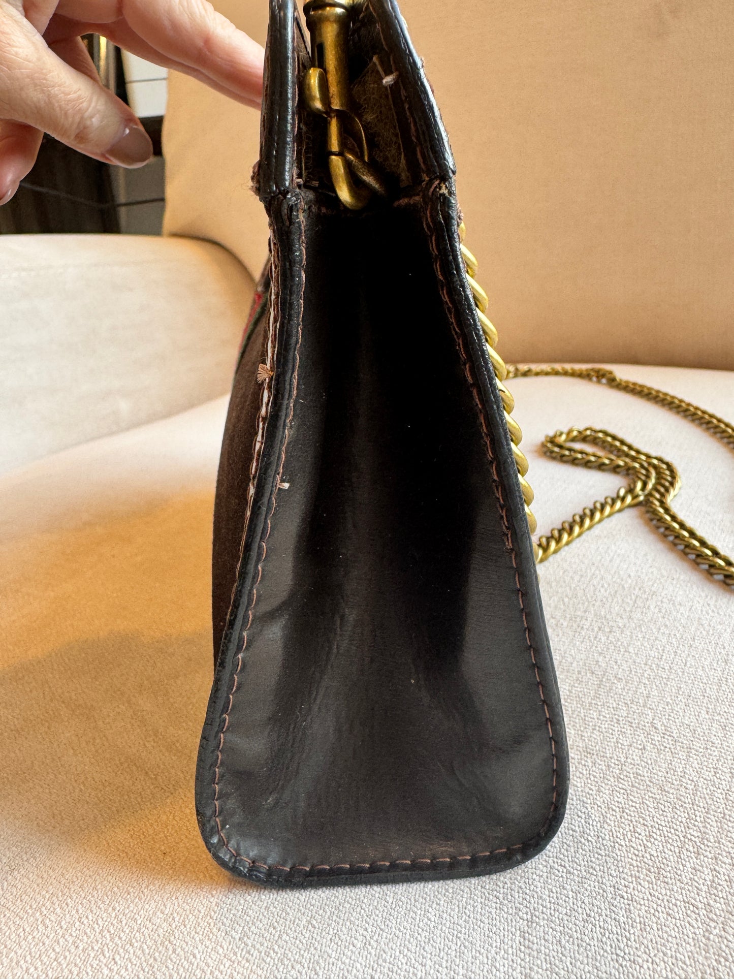 GUCCI Vintage Sherry Line Brown Suede Crossbody