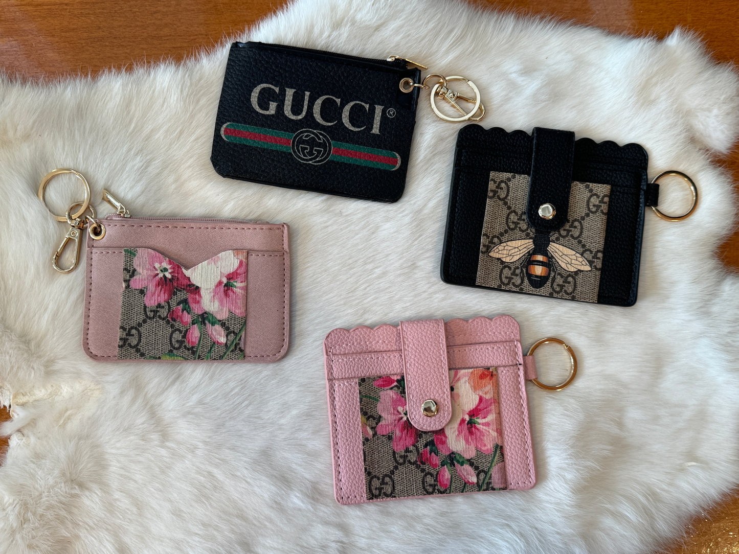 Blooms Cardholder Zip Keychain Pink