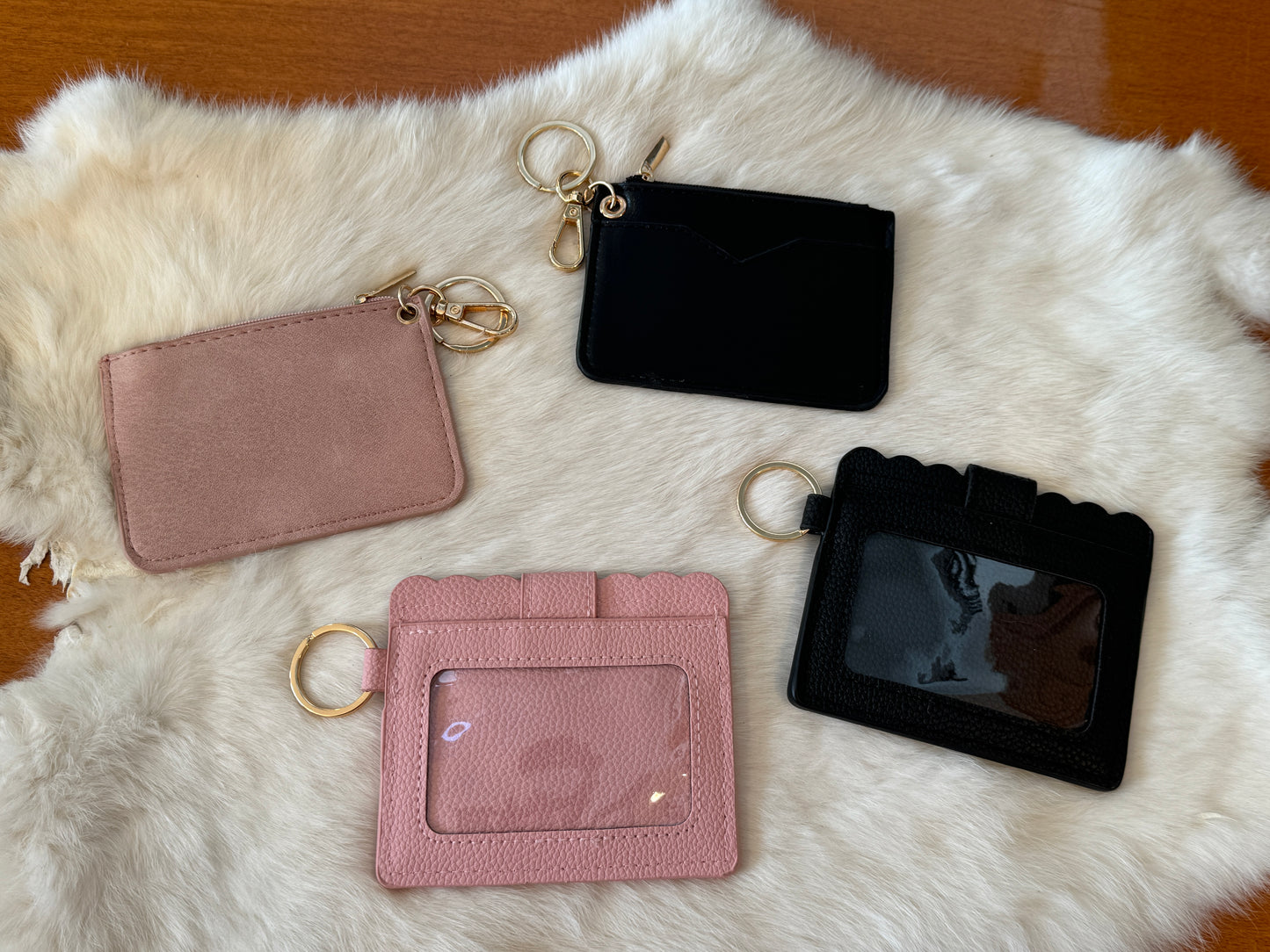 Blooms Cardholder Zip Keychain Pink