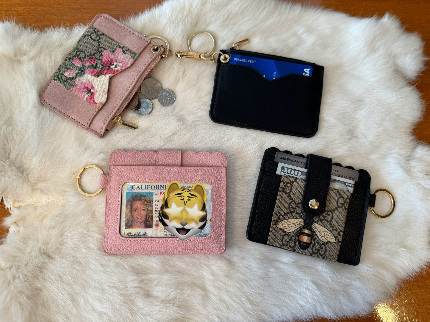 Blooms Cardholder Zip Keychain Pink