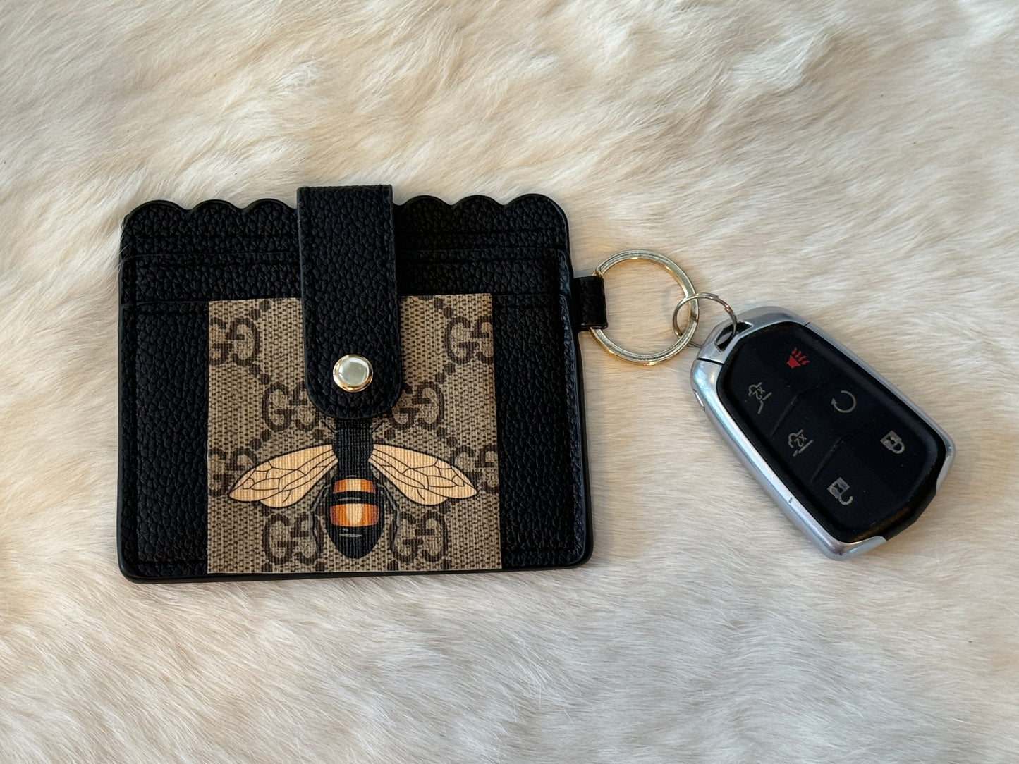 Bee Cardholder Keychain Black