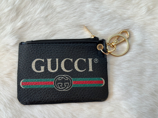 Logo Cardholder Zip Keychain Black