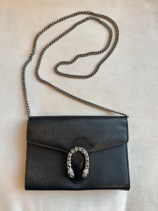 GUCCI Mini Dionysus Chain Wallet Black