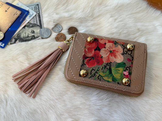 Blooms Cardholder Zip Wallet Tan