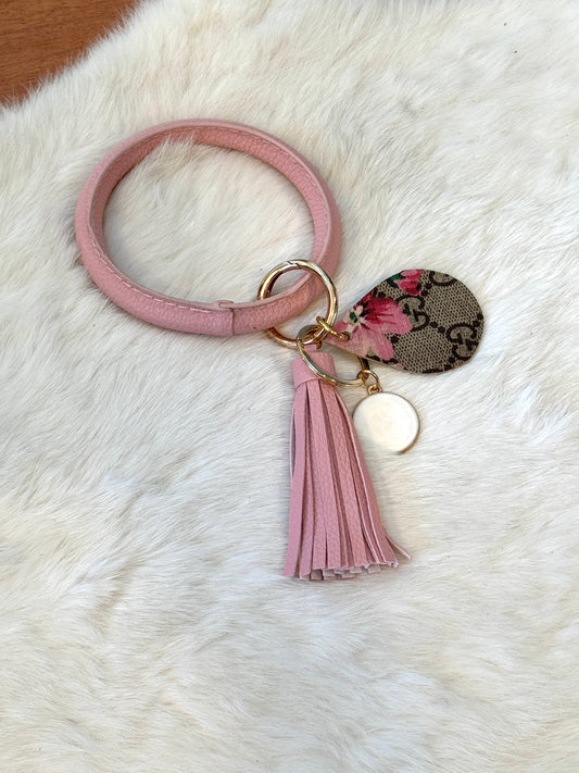 Tassel Wristlet Blooms Keychain Pink