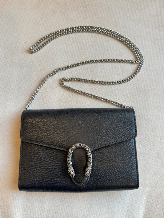 GUCCI Mini Dionysus Chain Wallet Black
