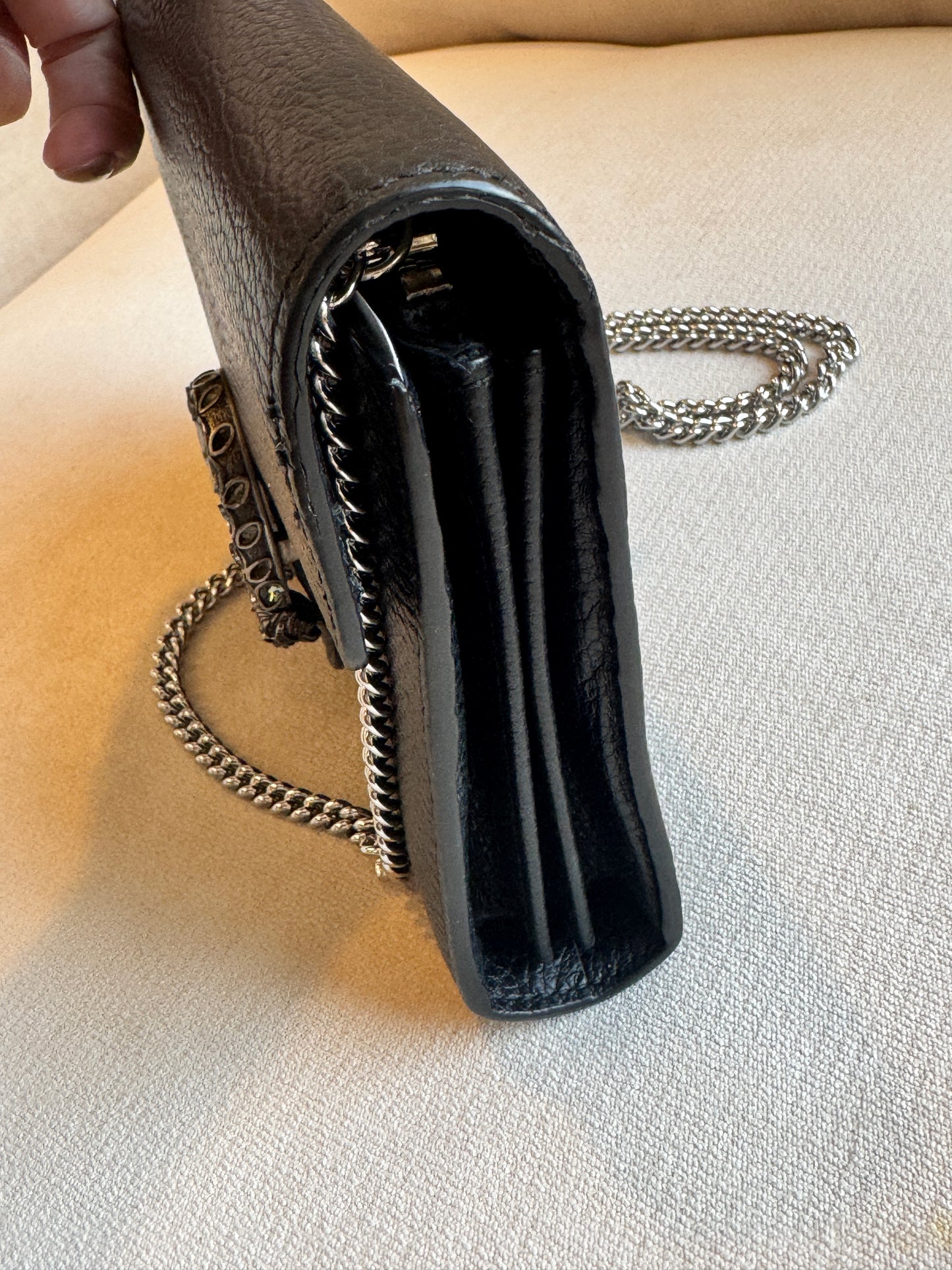 GUCCI Mini Dionysus Chain Wallet Black