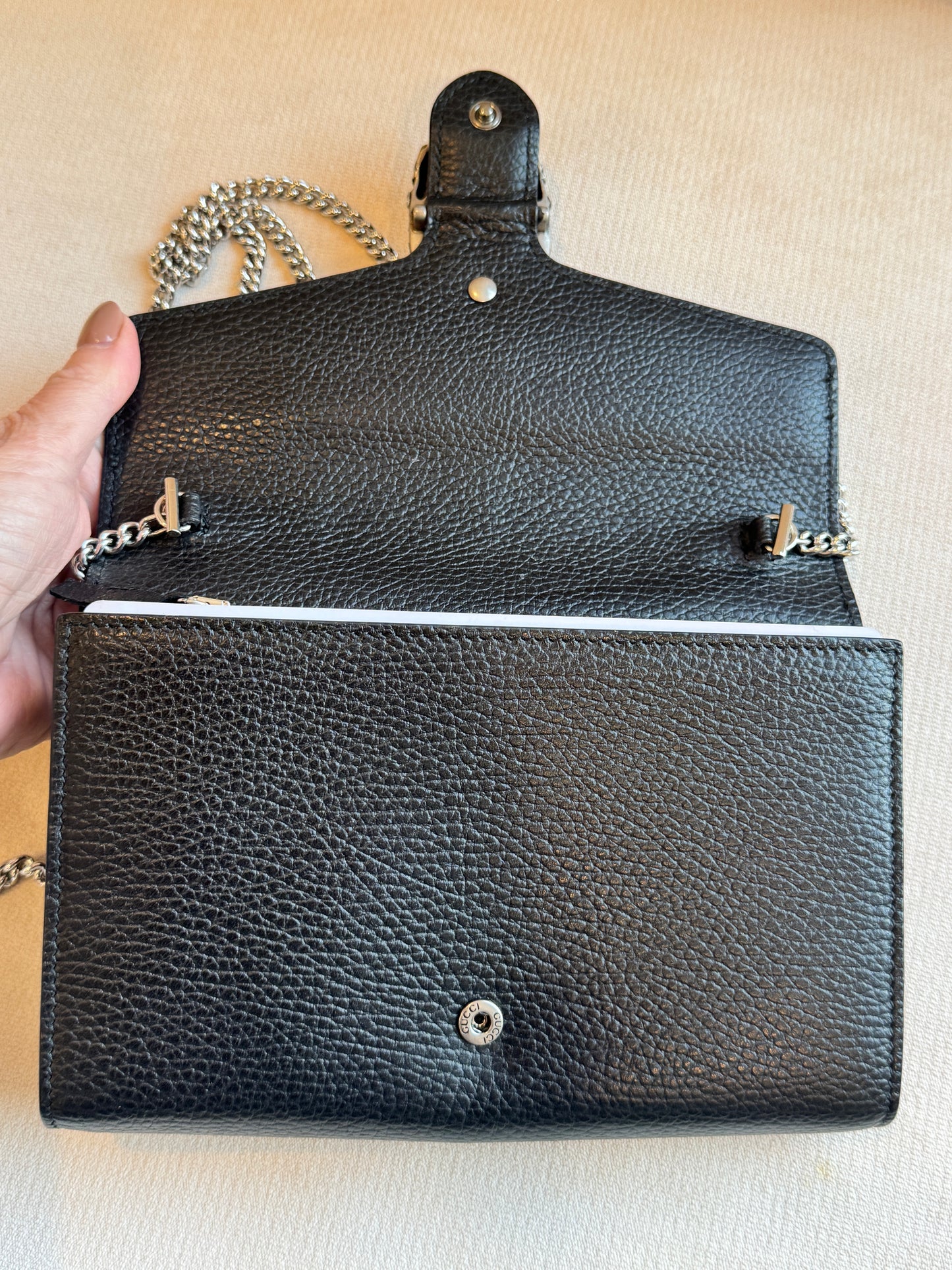 GUCCI Mini Dionysus Chain Wallet Black