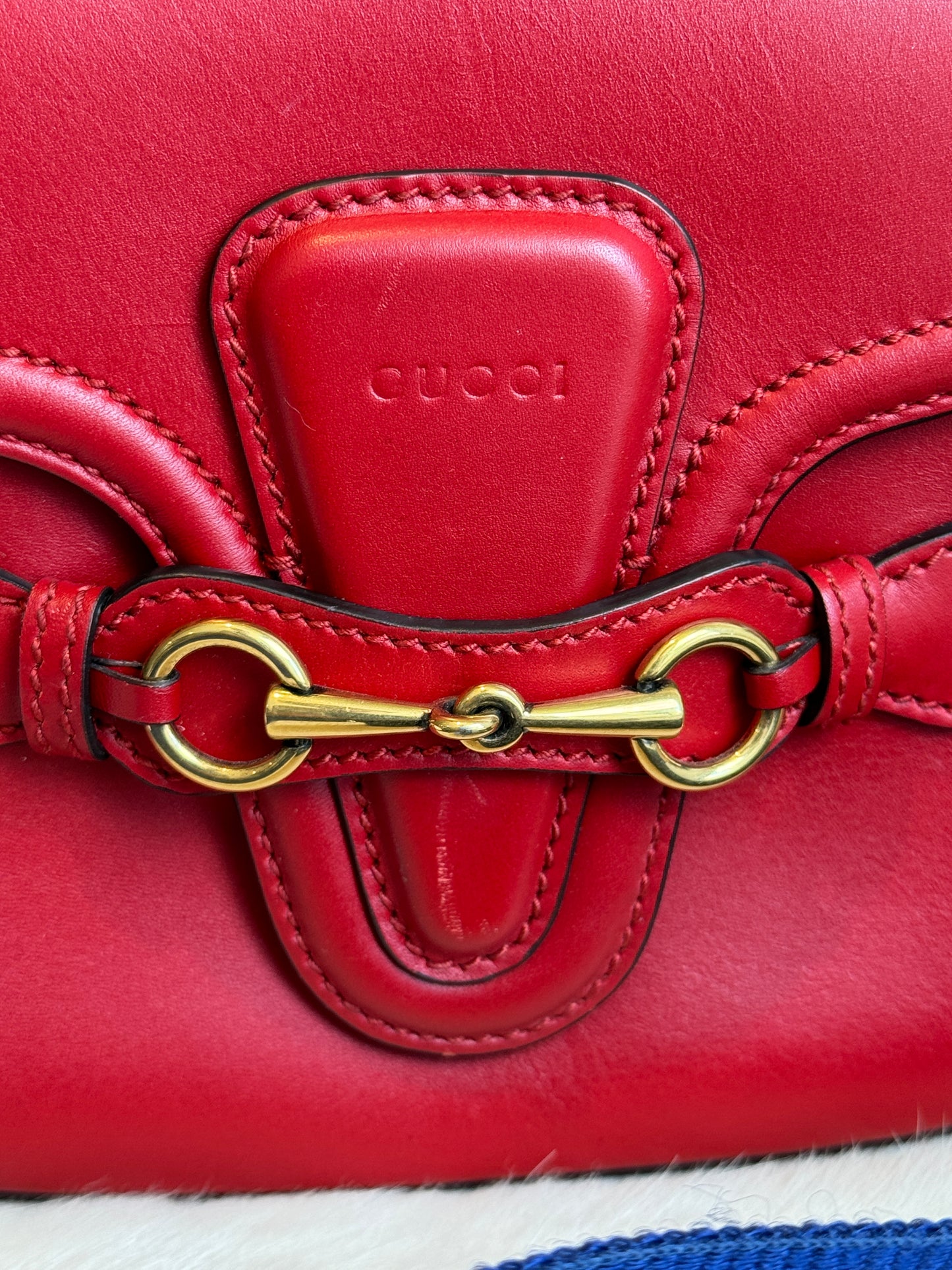 GUCCI Horsebit Lady Web Red