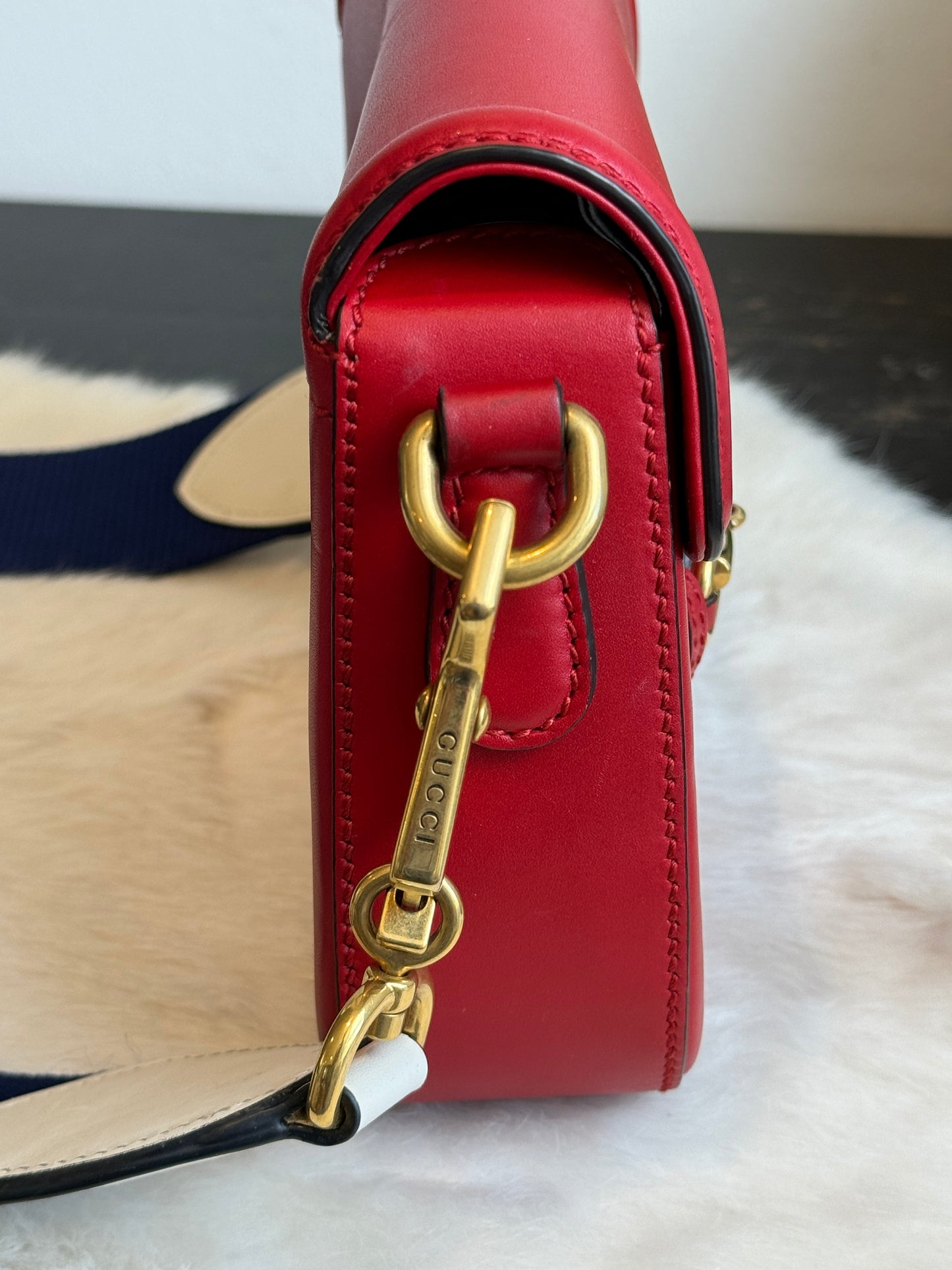 GUCCI Horsebit Lady Web Red