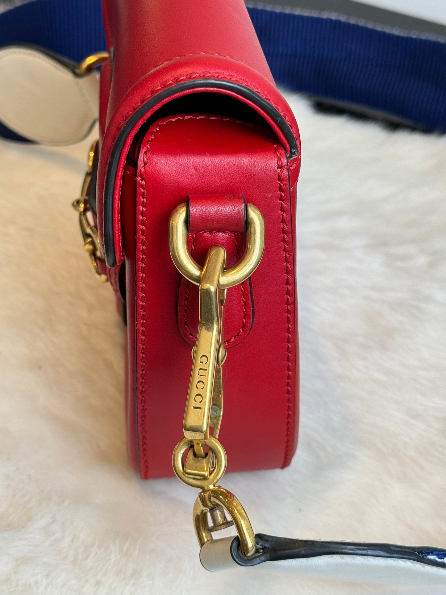 GUCCI Horsebit Lady Web Red