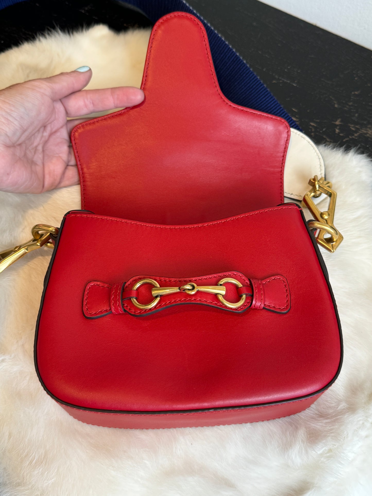 GUCCI Horsebit Lady Web Red