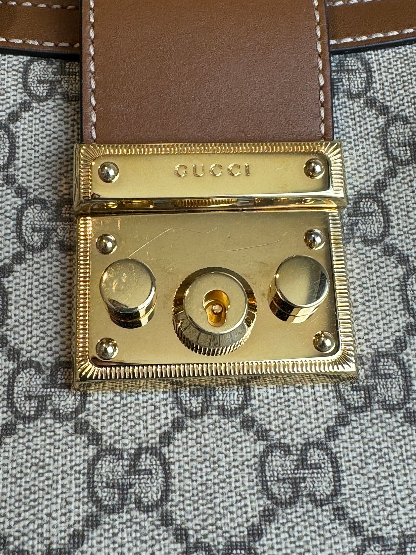 GUCCI GG Supreme Small Padlock Beige Tuscany