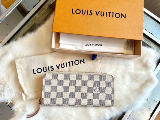 Louis Vuitton Clemence Wallet Damier Azur White