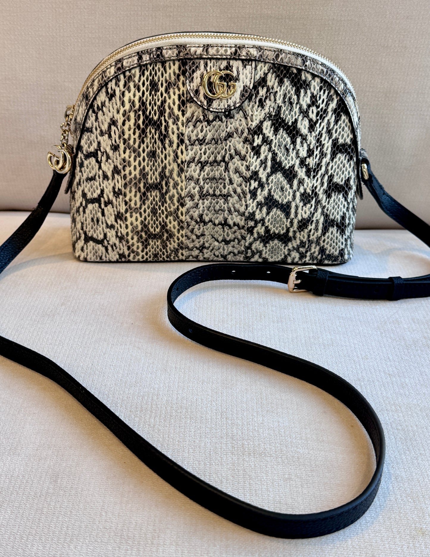 GUCCI $3,000 Python Snake Small Dome Crossbody Bag