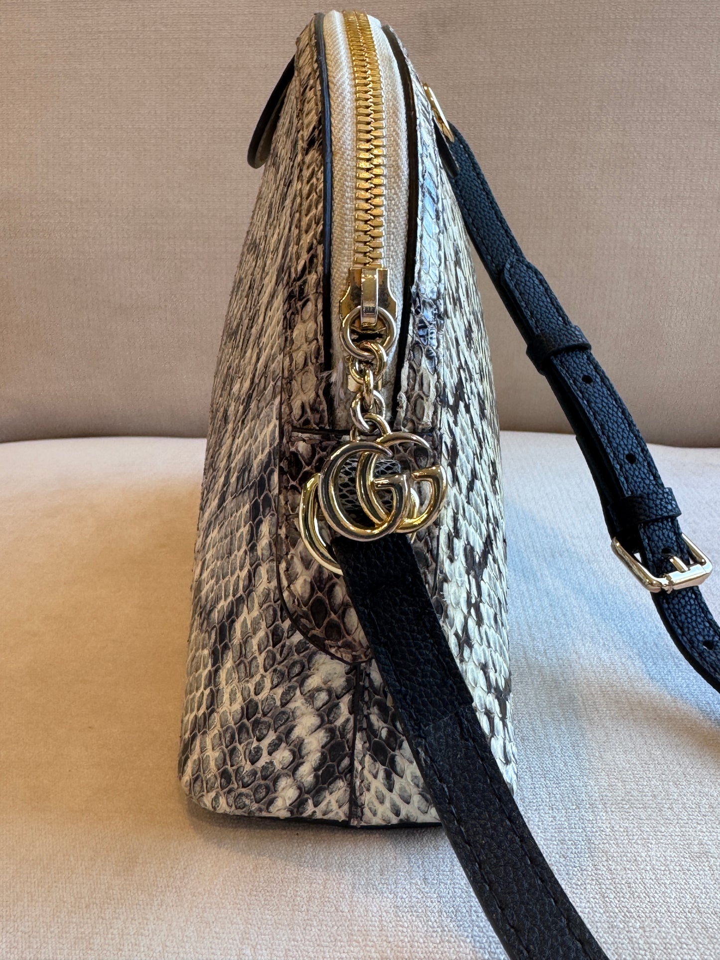 GUCCI $3,000 Python Snake Small Dome Crossbody Bag