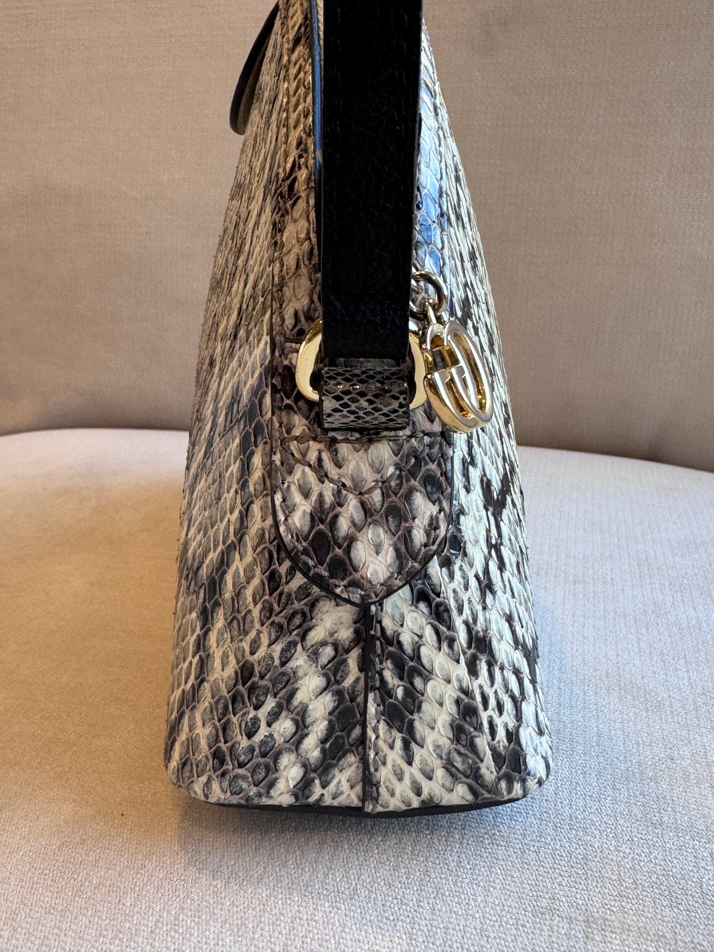 GUCCI $3,000 Python Snake Small Dome Crossbody Bag