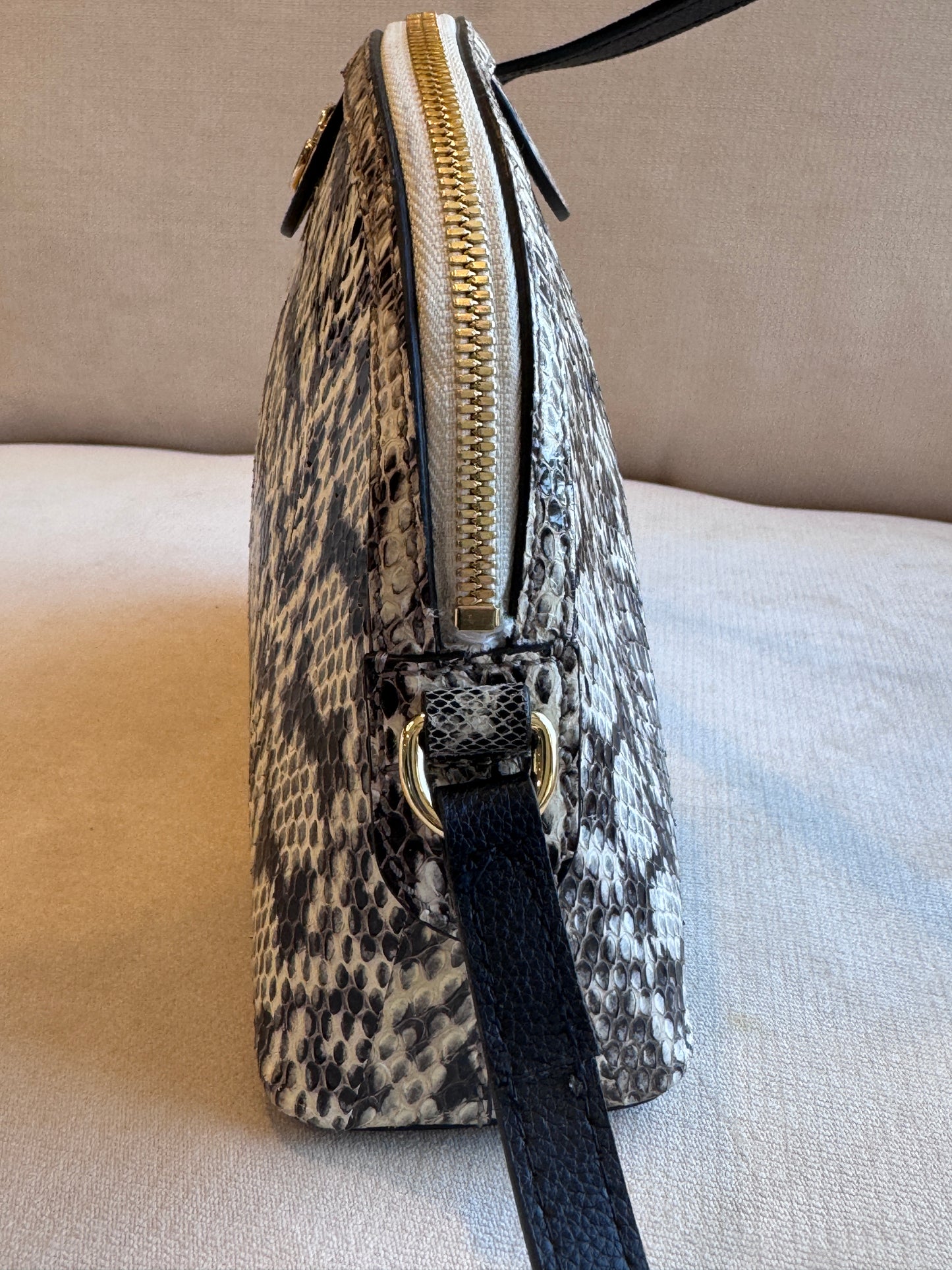 GUCCI $3,000 Python Snake Small Dome Crossbody Bag