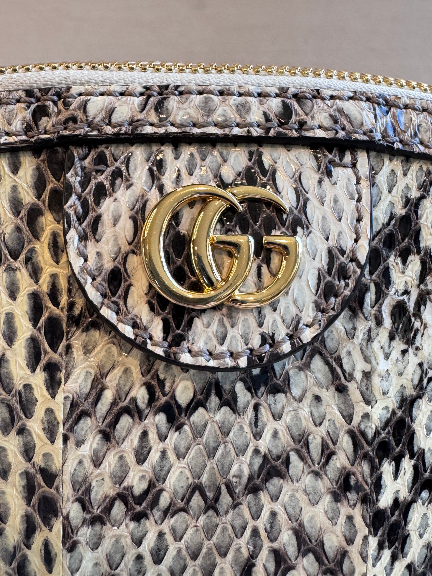 GUCCI $3,000 Python Snake Small Dome Crossbody Bag