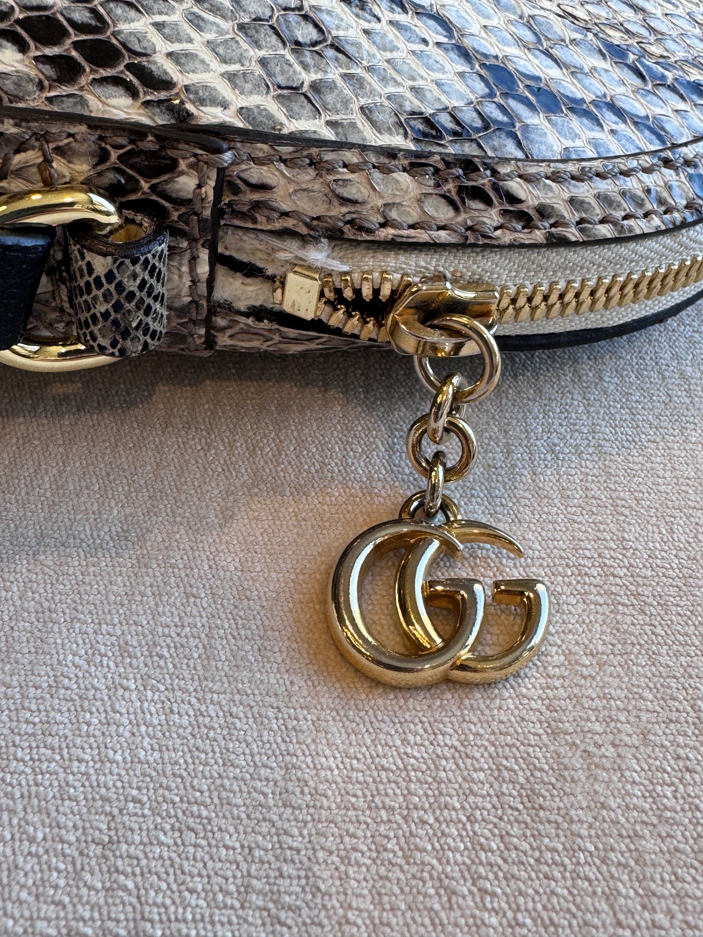 GUCCI $3,000 Python Snake Small Dome Crossbody Bag